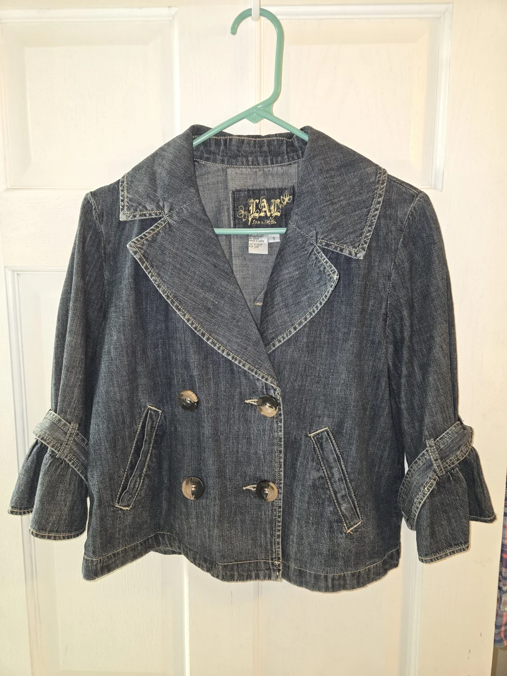 LAL Women's Dark Denim Double-Breasted Jacket
